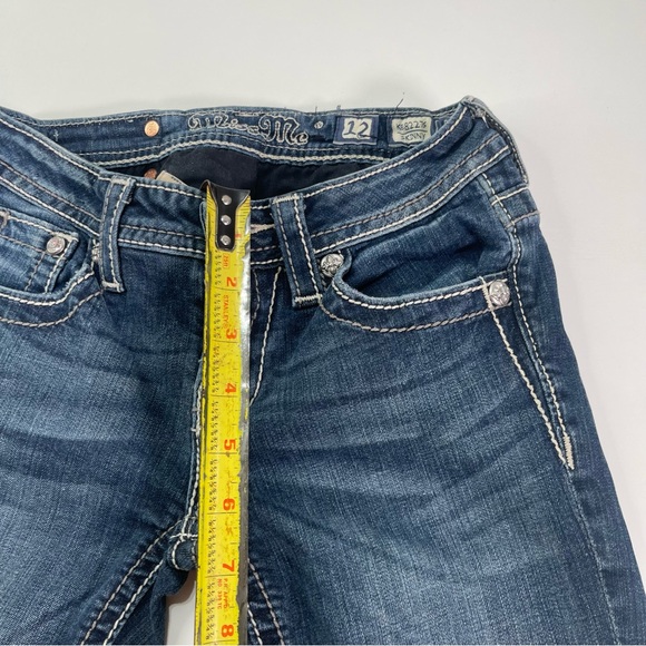 Miss Me Girls Youth 12 Skinny Denim Blue Jeans Pink Embroidery RhinestoneKE8247S - Picture 5 of 11